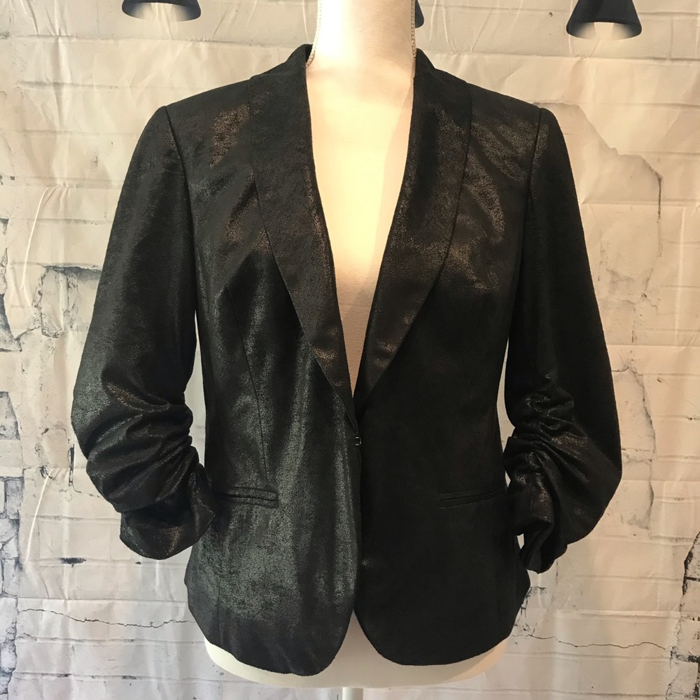 INC International Concepts black Stretch Twill Blazer Sz M